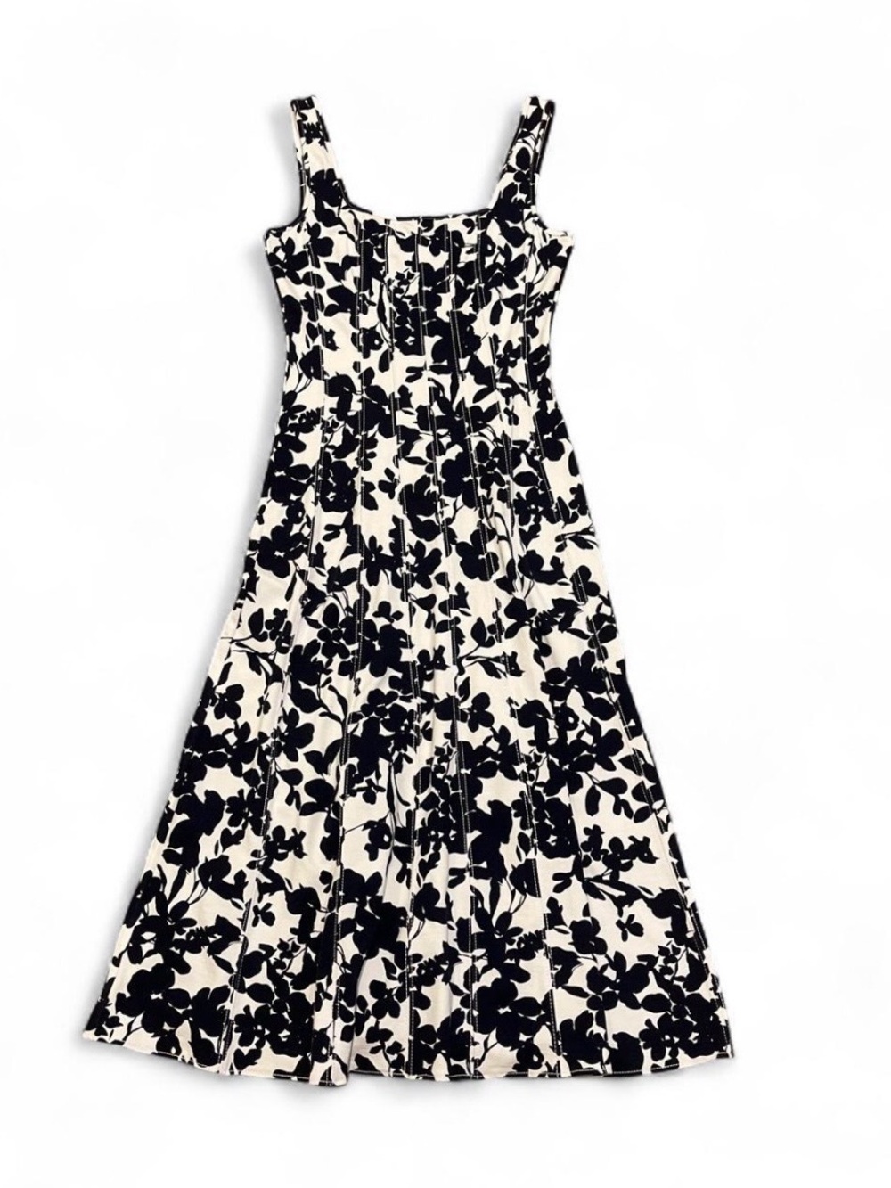LOFT Navy & White Floral Midi Dress NWT